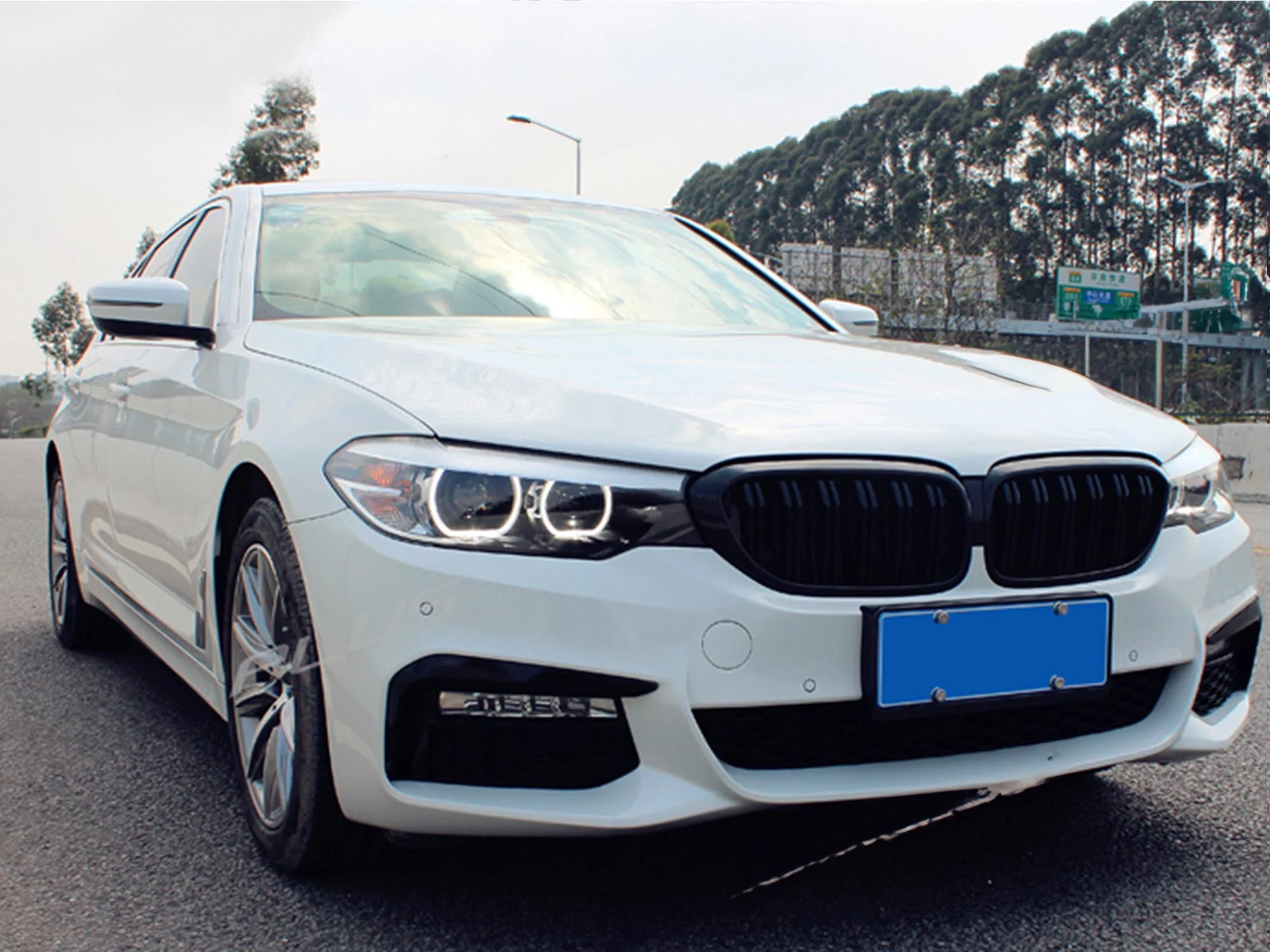 Gloss Black Fit BMW 5 Series G30 G31 530i 540i 2017-2020 Front Kidney Grille Dual Slats - Image 3