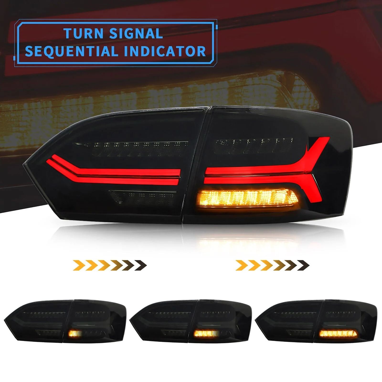 Smoked LED Tail Lights For 2011-2014 Volkswagen Jetta MK6 W/Sequential - Image 7