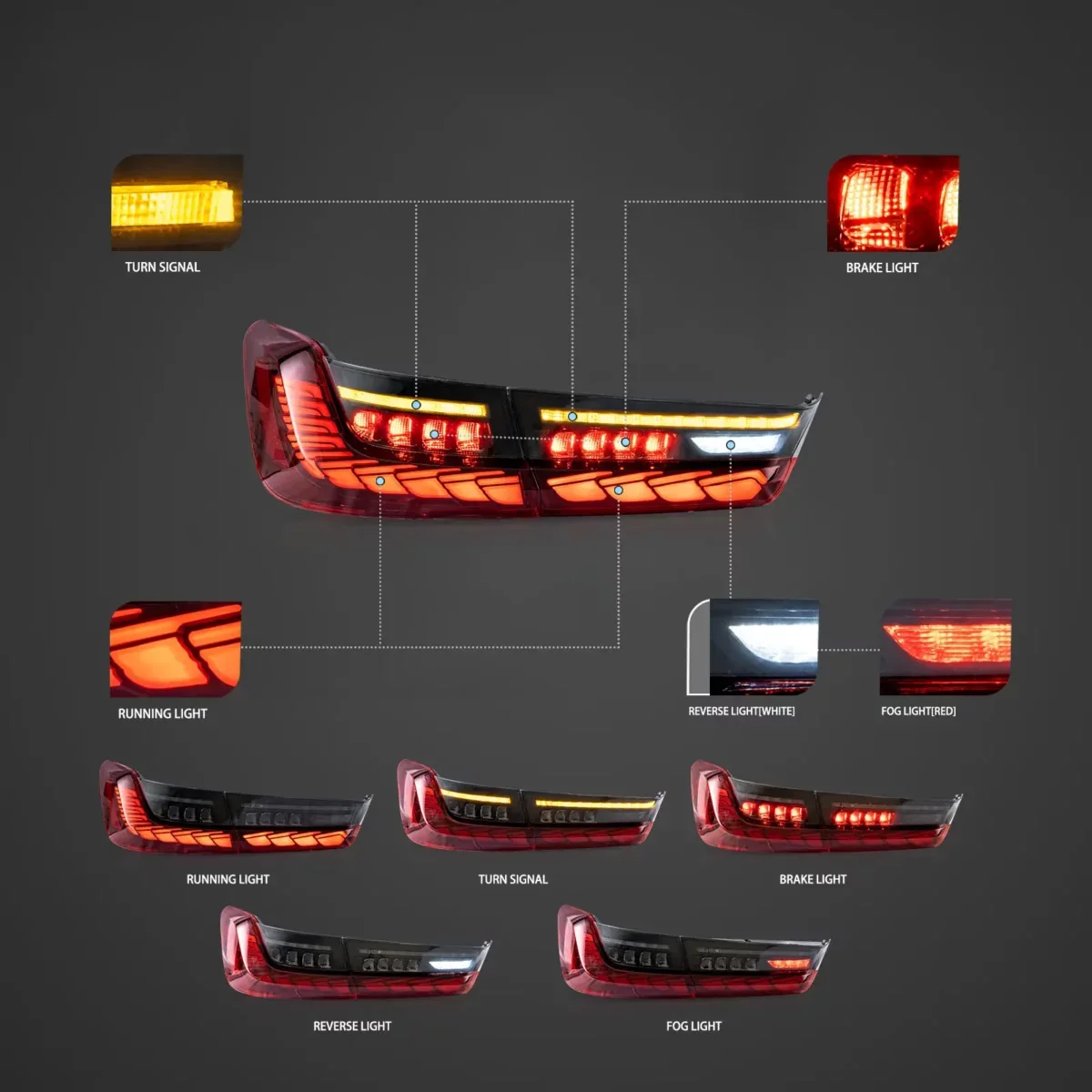 GTS Style Smoke LED Tail Lights W/Animation For BMW G20 G80 M3 330i 340i 2019-2022 - Image 5
