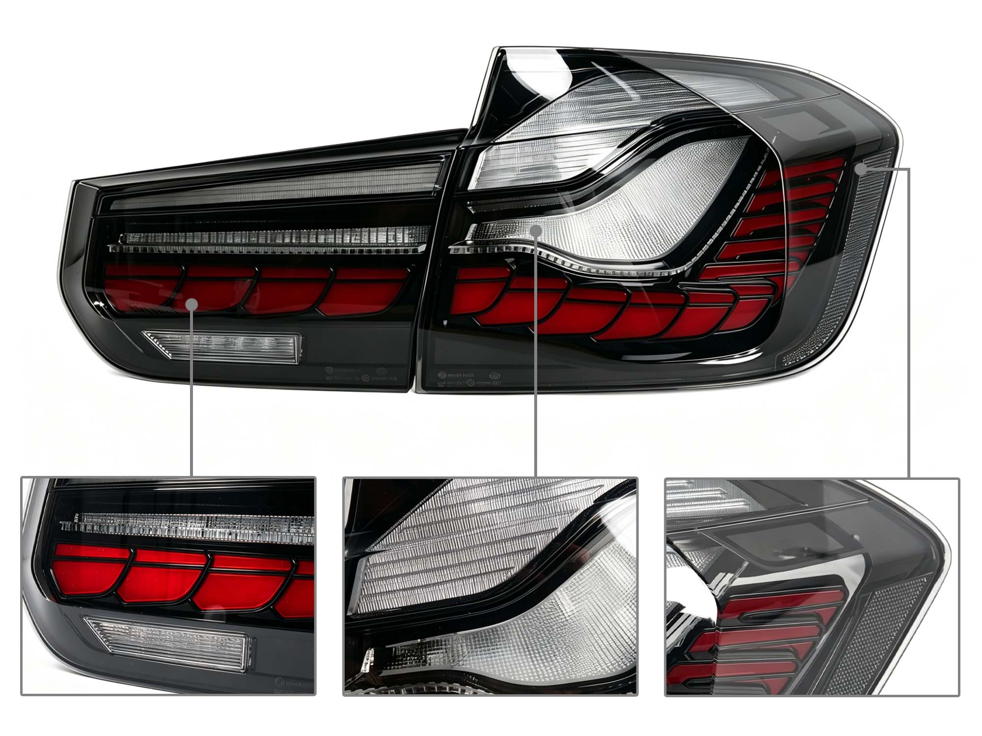 GTS Style OLED LED Tail Lights For BMW 3 Series F30 F35 F80 M3 2012-2018 Smoke Lens - Image 11