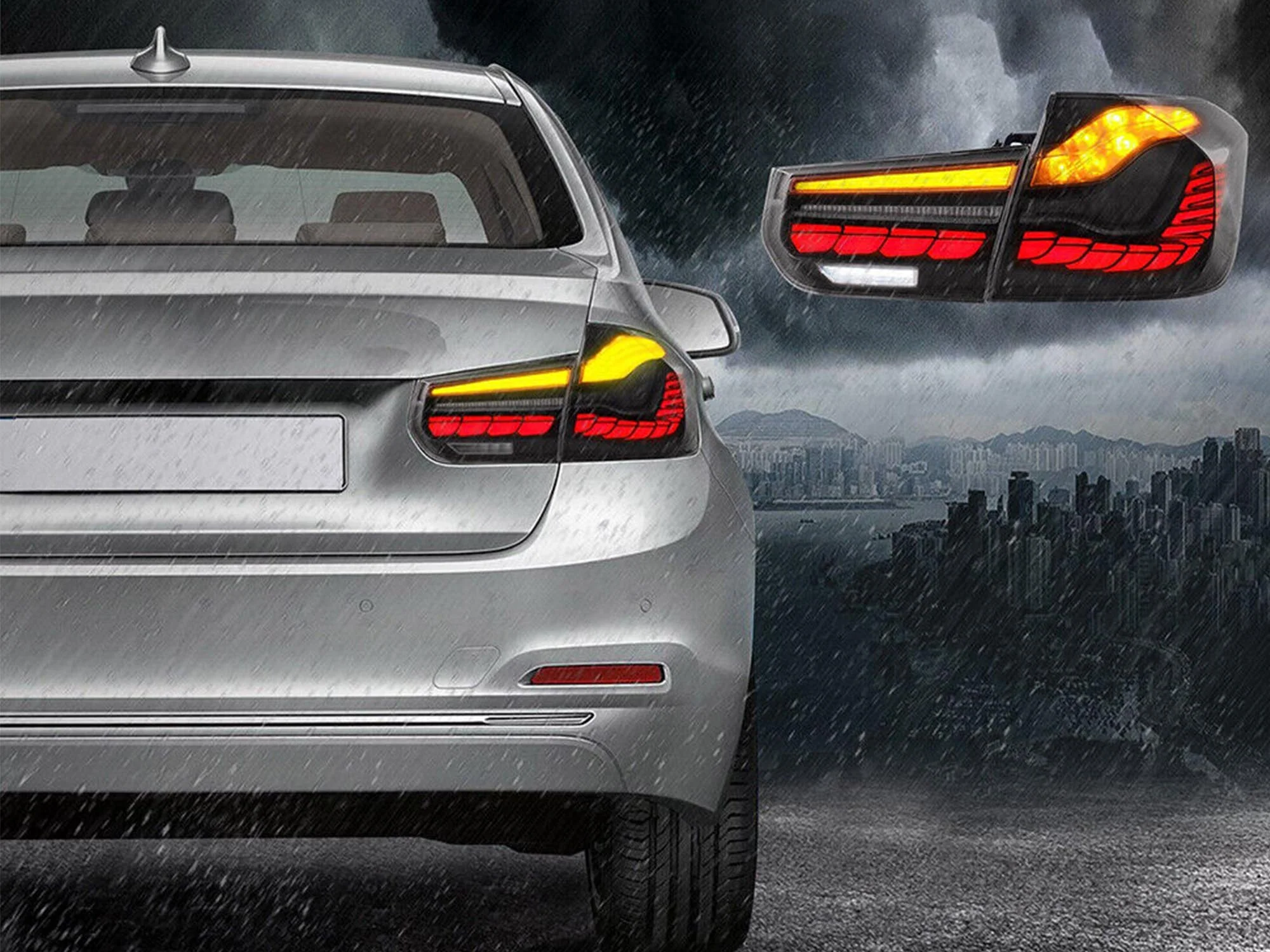 GTS Style OLED LED Tail Lights For BMW 3 Series F30 F35 F80 M3 2012-2018 Smoke Lens - Image 3