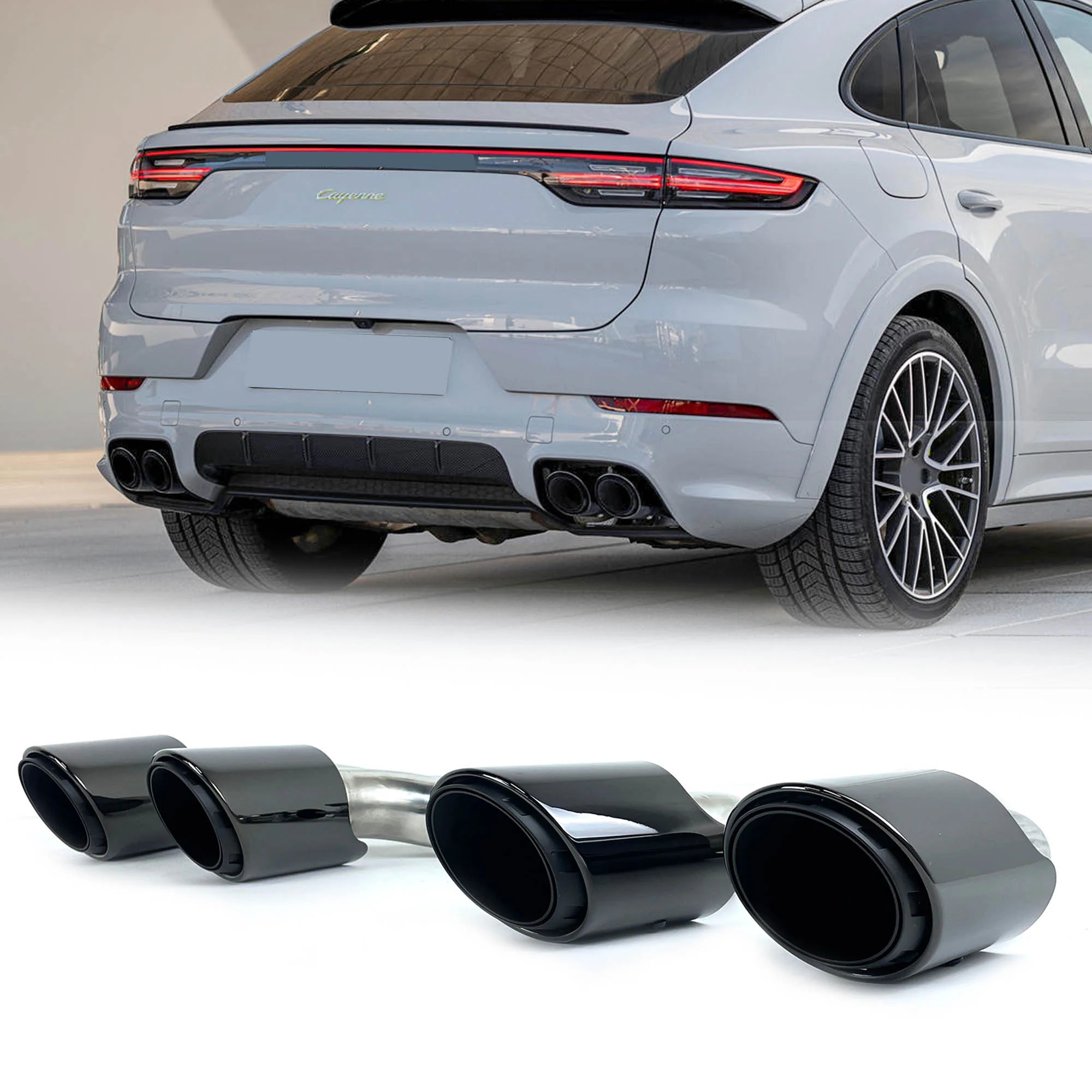 4pcs Black Exhaust Tips for Porsche 92A Cayenne S 2019-2026 - Image 3