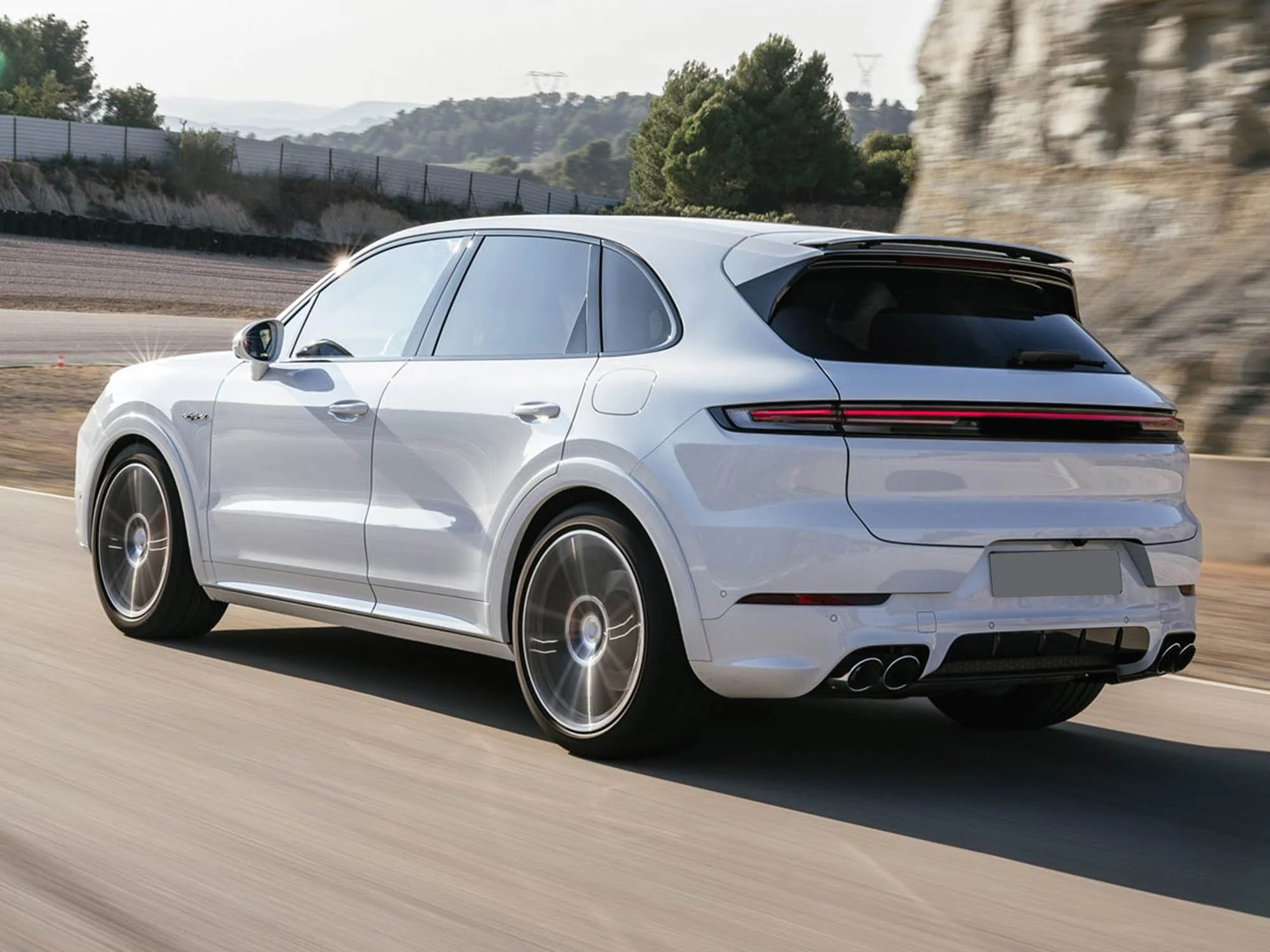 Shiny Silver Exhaust Tips For 2019–2026 Porsche Cayenne E-Hybrid Pair - Image 2