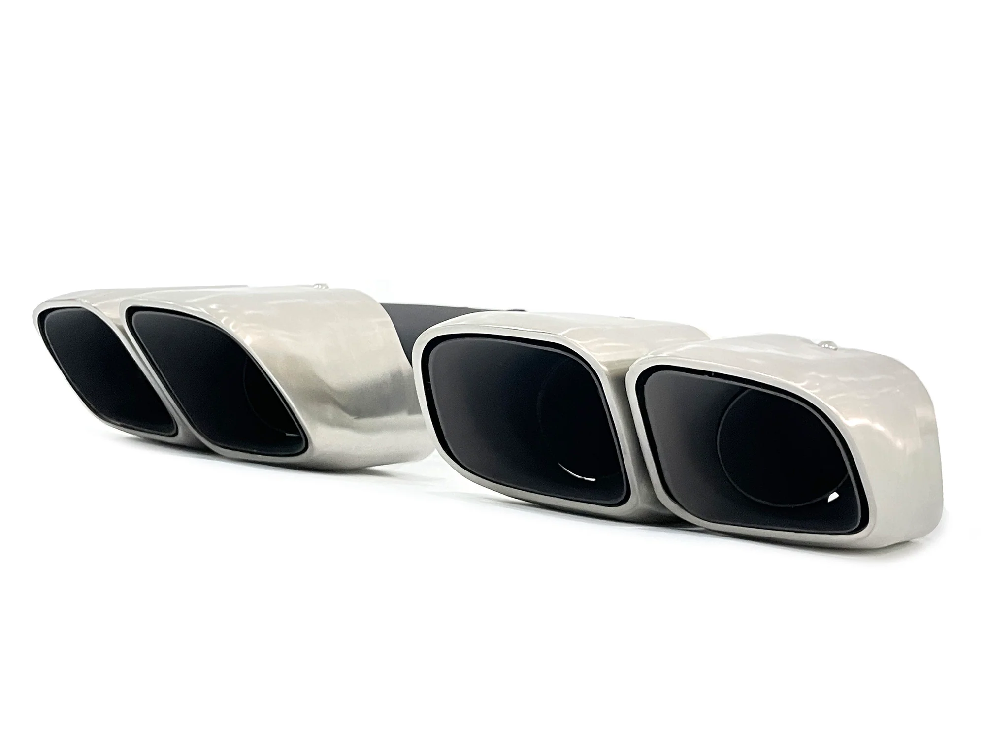 Square Twin Exhaust Tips For 11-14 Porsche Cayenne Base 958.1 Short Pipe - Image 5