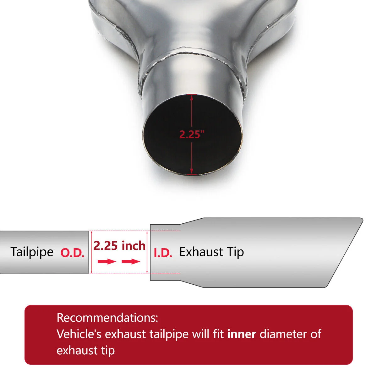 Stainless Steel Square Exhaust Tip 2.25" inlet 6" x 1.8"Outlet 10" Long Camaro - Image 5