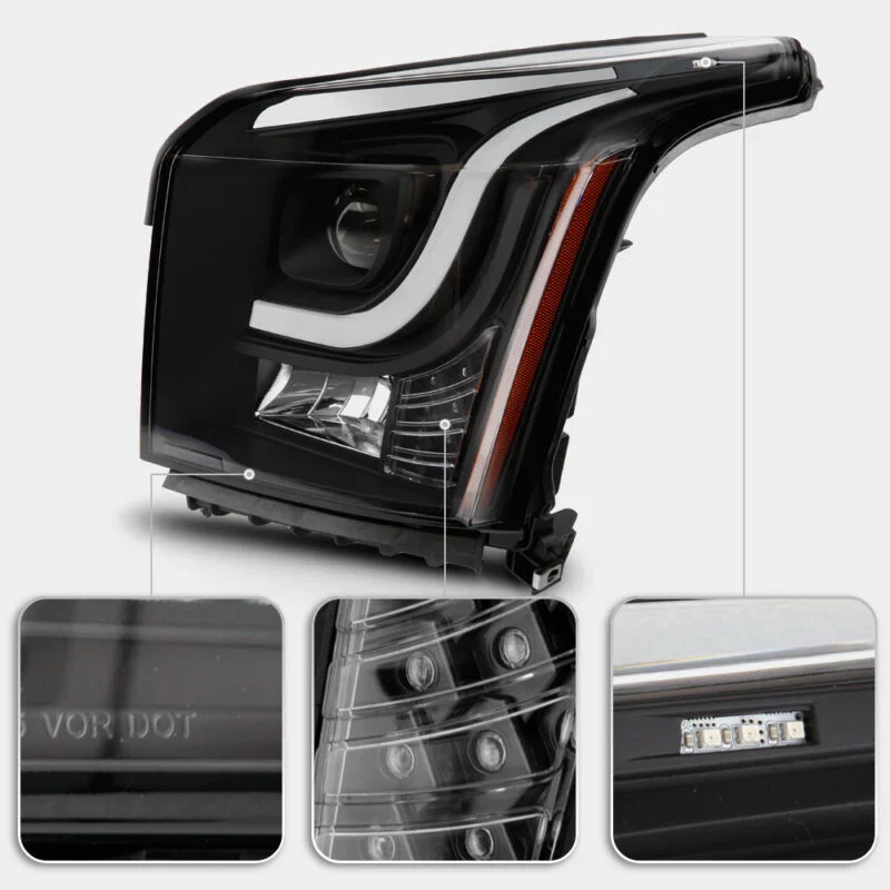White + Amber OLED Tube Projector Headlight For GMC Yukon XL 2015-2020 - Image 7