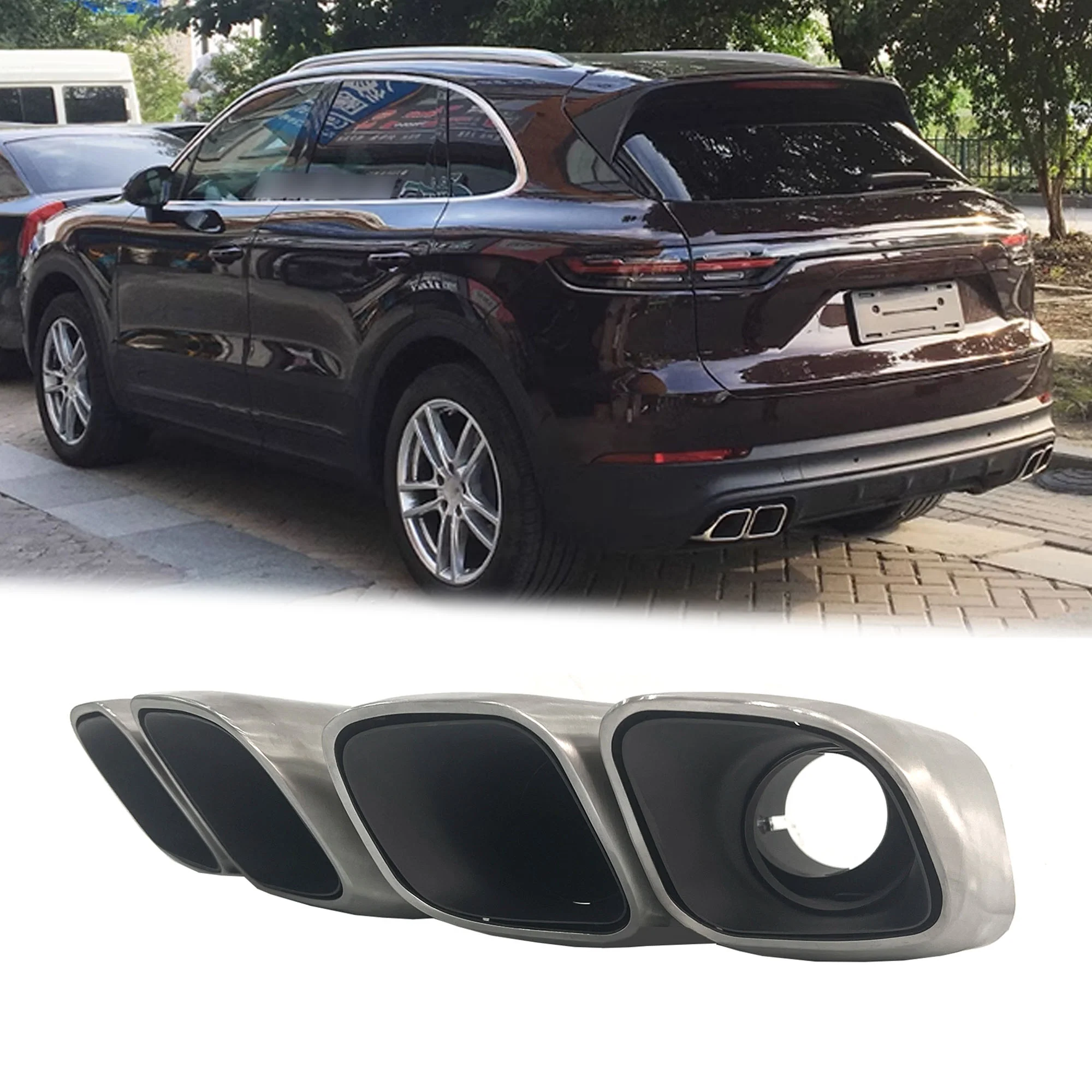 Chrome/Black Square Exhaust Tips Muffler Pipe for Porsche Macan Base 2019-2026