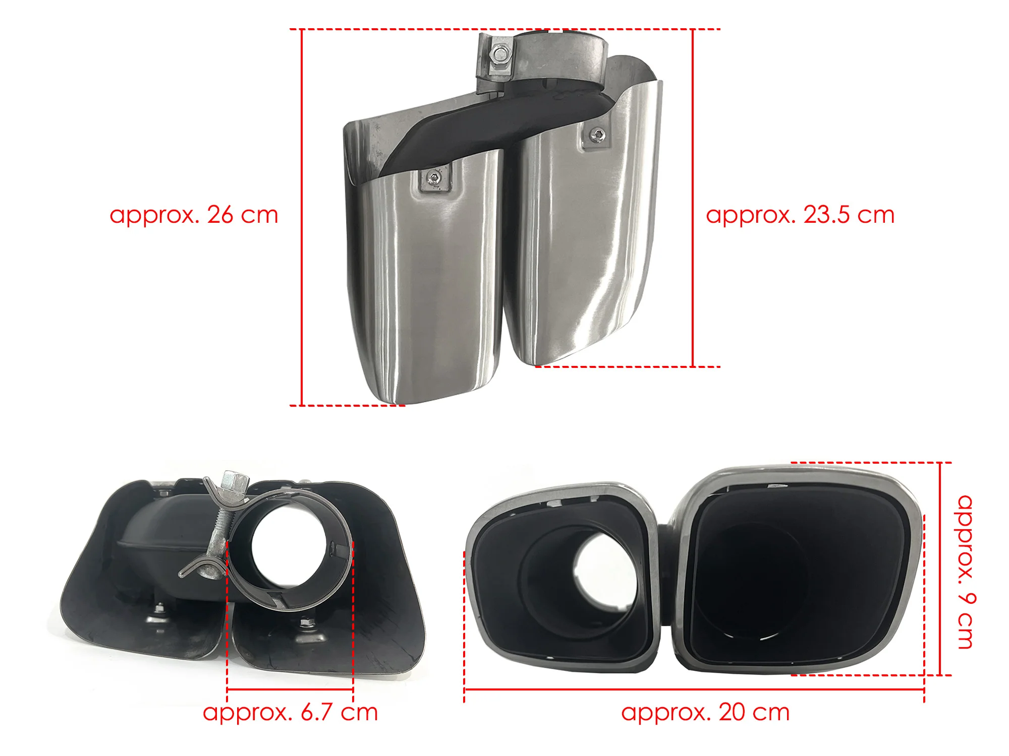 Chrome/Black Square Exhaust Tips Muffler Pipe for Porsche Macan Base 2019-2026 - Image 8