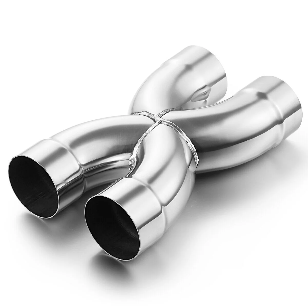 Universal Dual Crossover X Pipe Exhaust Tip 12" Length Stainless Steel - Image 8