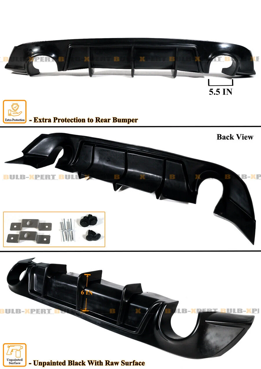 Unpainted Shark Fin Rear Bumper Diffuser For 2017-2022 Infiniti Q60 - Image 2