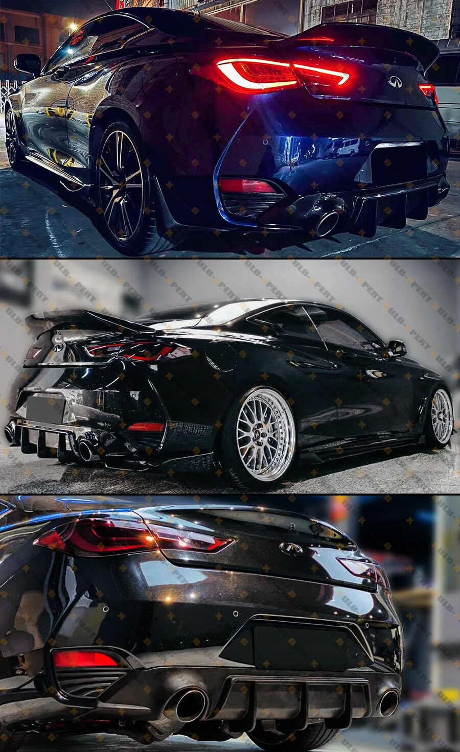 Unpainted Shark Fin Rear Bumper Diffuser For 2017-2022 Infiniti Q60 - Image 3