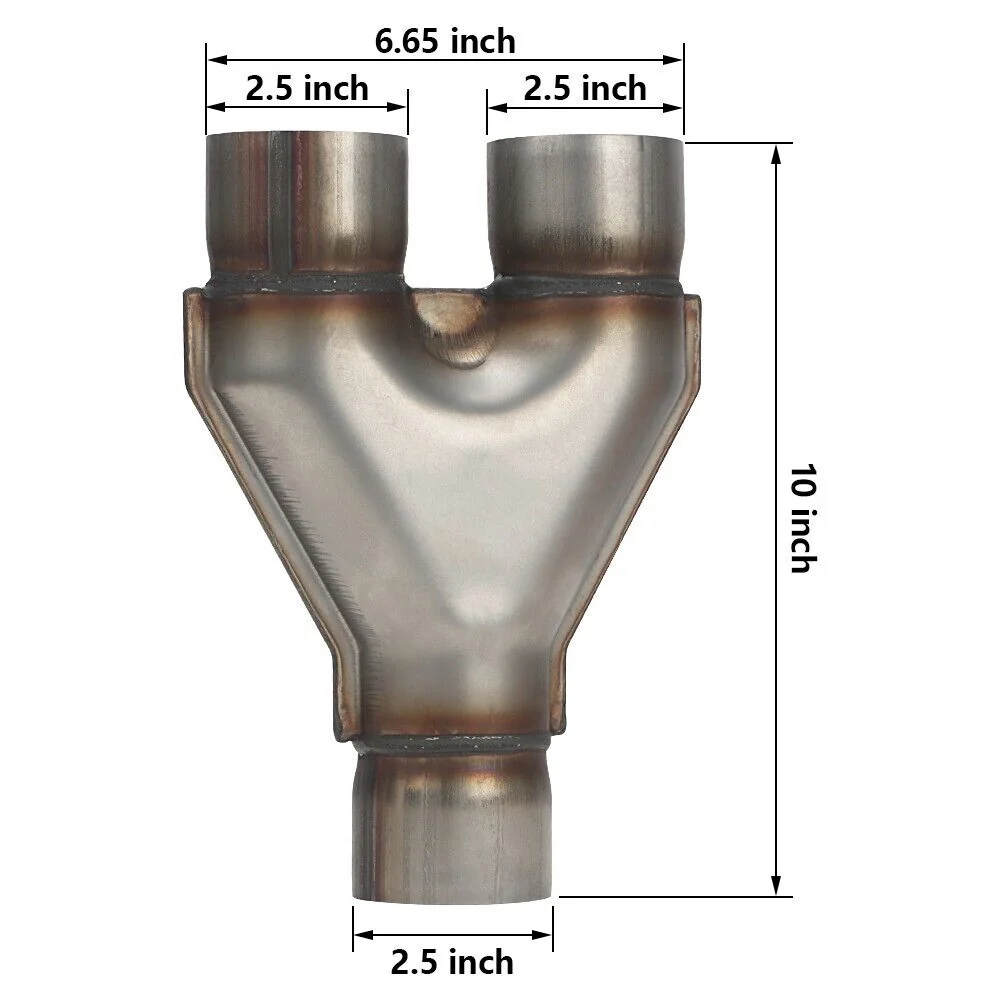 Welded Exhaust Tip Y-Pipe 2.5" Dual Inlet/2.5"inch Single Outlet Stainless Steel - Image 2