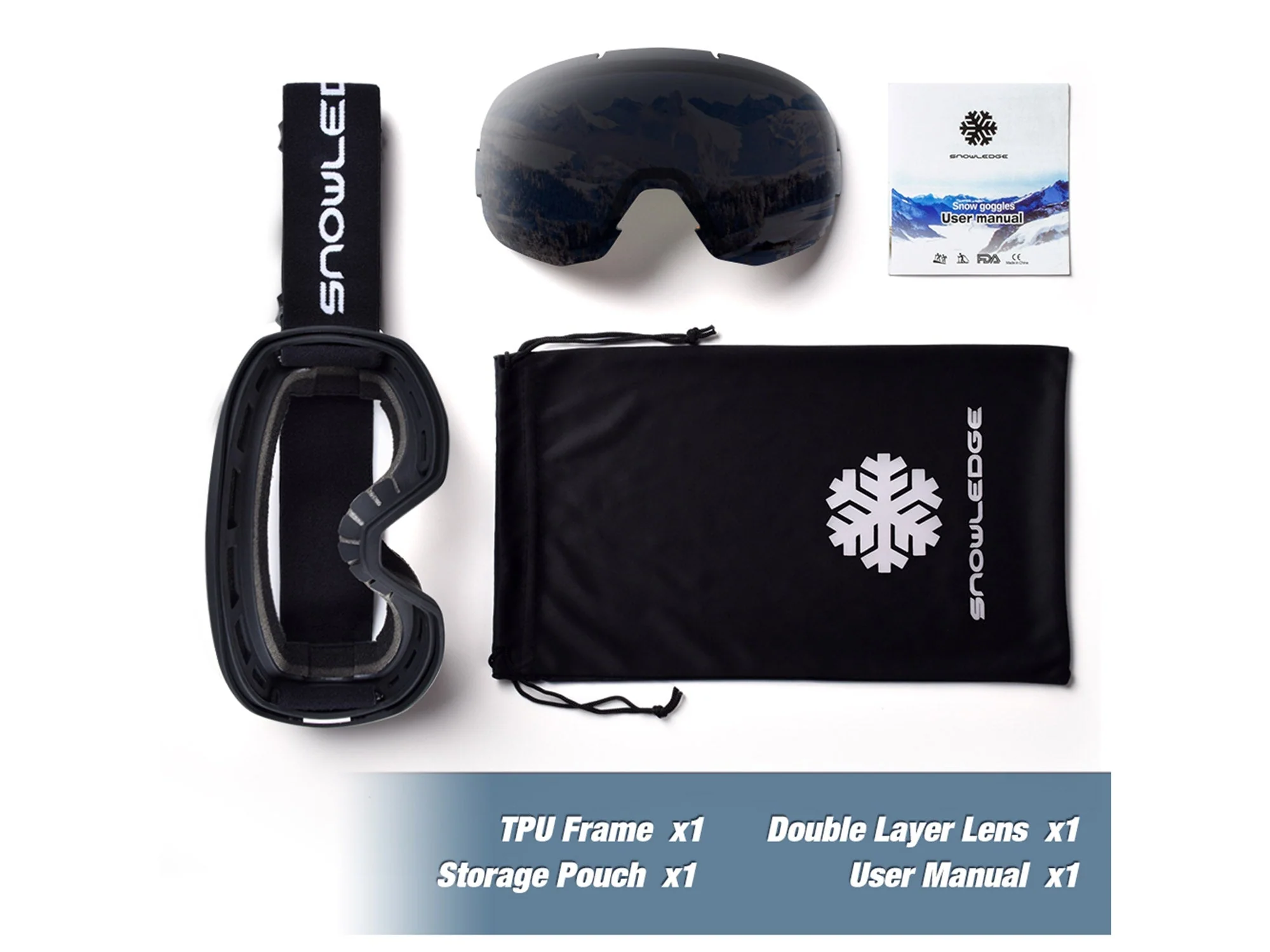 UV400 Sunglasses Eyeglasses Snow Ski Goggles Anti-Fog Spherical Lens Anti-slip OTG Design HB-09 - Image 17