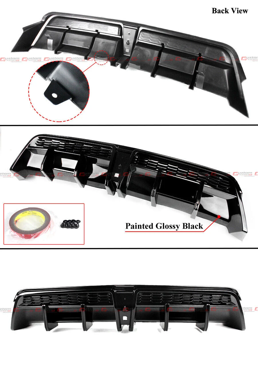 Gloss Black LED Rear Diffuser + V2 Corner Extension fits for 2018-2024 Toyota Camry SE XSE - Image 2